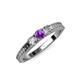 2 - Reveka Amethyst and Diamond Three Stone Ring 