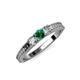 2 - Reveka Emerald and Diamond Three Stone Ring 
