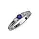 2 - Reveka Blue Sapphire and Diamond Three Stone Ring 