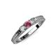 2 - Reveka Rhodolite Garnet and Diamond Three Stone Ring 