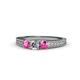 1 - Reveka Diamond and Pink Sapphire Three Stone Ring 