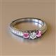 2 - Reveka Diamond and Pink Sapphire Three Stone Ring 