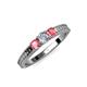 2 - Reveka Diamond and Pink Tourmaline Three Stone Ring 