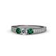 1 - Reveka Diamond and Emerald Three Stone Ring 