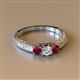2 - Reveka Diamond and Ruby Three Stone Ring 