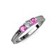 3 - Reveka Diamond and Pink Sapphire Three Stone Ring 