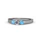 1 - Reveka Diamond and Blue Topaz Three Stone Ring 