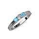 2 - Reveka Diamond and Blue Topaz Three Stone Ring 