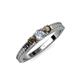 2 - Reveka Diamond and Smoky Quartz Three Stone Ring 
