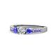 1 - Ayaka Diamond and Tanzanite Three Stone with Side Tanzanite Ring 