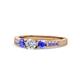 1 - Ayaka Diamond and Tanzanite Three Stone with Side Tanzanite Ring 