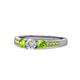 1 - Ayaka Diamond and Peridot Three Stone with Side Peridot Ring 
