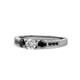 1 - Ayaka Black and White Diamond Three Stone with Side Black Diamond Ring 