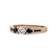 1 - Ayaka Black and White Diamond Three Stone with Side Black Diamond Ring 