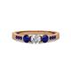 2 - Ayaka Diamond and Blue Sapphire Three Stone with Side Blue Sapphire Ring 