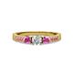 2 - Ayaka Diamond and Pink Sapphire Three Stone with Side Pink Sapphire Ring 