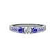 2 - Ayaka Diamond and Tanzanite Three Stone with Side Tanzanite Ring 