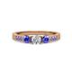 2 - Ayaka Diamond and Tanzanite Three Stone with Side Tanzanite Ring 