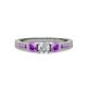 2 - Ayaka Diamond and Amethyst Three Stone with Side Amethyst Ring 