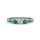 2 - Ayaka Diamond and Emerald Three Stone with Side Emerald Ring 