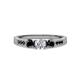 2 - Ayaka Black and White Diamond Three Stone with Side Black Diamond Ring 