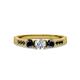 2 - Ayaka Black and White Diamond Three Stone with Side Black Diamond Ring 