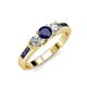 2 - Jamille Blue Sapphire and Diamond Three Stone with Side Blue Sapphire Ring 