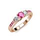2 - Jamille Pink Sapphire and Diamond Three Stone with Side Pink Sapphire Ring 