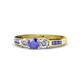 1 - Jamille Tanzanite and Diamond Three Stone with Side Tanzanite Ring 