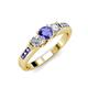 2 - Jamille Tanzanite and Diamond Three Stone with Side Tanzanite Ring 