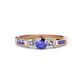 3 - Jamille Tanzanite and Diamond Three Stone with Side Tanzanite Ring 