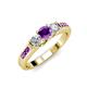 2 - Jamille Amethyst and Diamond Three Stone with Side Amethyst Ring 