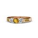 1 - Jamille Citrine and Diamond Three Stone with Side Citrine Ring 