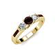 2 - Jamille Red Garnet and Diamond Three Stone with Side Red Garnet Ring 