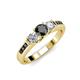 2 - Jamille Black and White Diamond Three Stone with Side Black Diamond Ring 