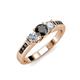 2 - Jamille Black and White Diamond Three Stone with Side Black Diamond Ring 