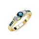 2 - Jamille Blue and White Diamond Three Stone with Side Blue Diamond Ring 