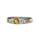 1 - Jamille Citrine and Diamond Three Stone with Side Citrine Ring 