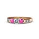 1 - Jamille Diamond and Pink Sapphire Three Stone with Side Diamond Ring 