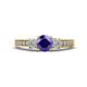1 - Valene Iolite and Diamond Three Stone Engagement Ring 