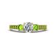 1 - Valene Diamond and Peridot Three Stone with Side Peridot Ring 