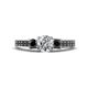 1 - Valene Black and White Diamond Three Stone with Side Black Diamond Ring 