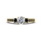 1 - Valene Black and White Diamond Three Stone with Side Black Diamond Ring 
