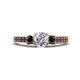 1 - Valene Black and White Diamond Three Stone with Side Black Diamond Ring 