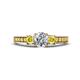 1 - Valene Diamond and Yellow Sapphire Three Stone with Side Yellow Sapphire Ring 