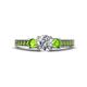 1 - Valene Diamond and Peridot Three Stone with Side Peridot Ring 