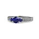 1 - Valene Blue Sapphire Three Stone with Side Diamond Ring 