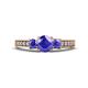 1 - Valene Tanzanite Three Stone with Side Diamond Ring 