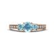 1 - Valene Aquamarine Three Stone with Side Diamond Ring 