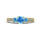 1 - Valene Blue Topaz Three Stone with Side Diamond Ring 